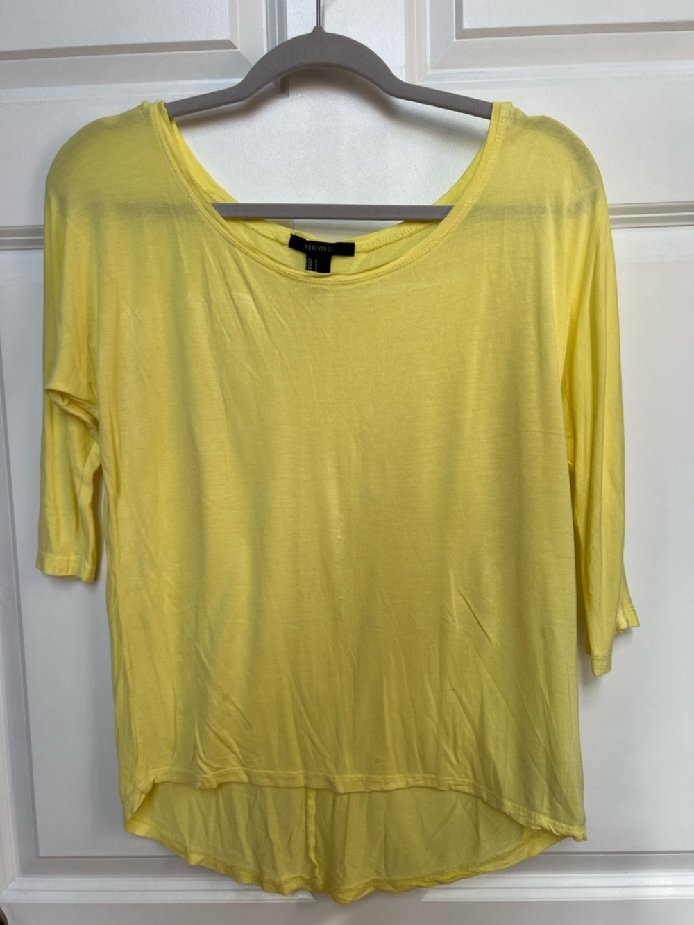 Forever 21 Lightweight Yellow Long-Sleeve Scoop Neck Top